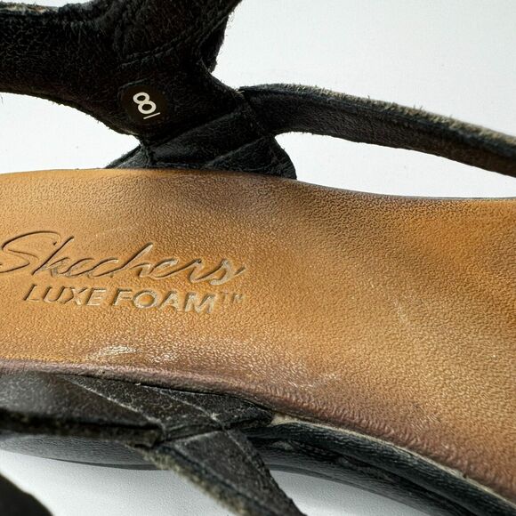 SKECHERS | Women's 8‎ Black Strappy Ankle Buckle Dressy Go Luxe Foam Sandals - Picture 6 of 8